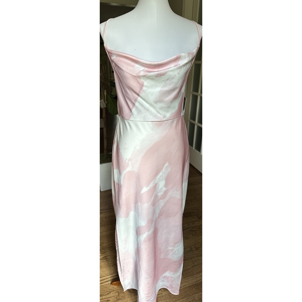 Taylor Cowl Neck Printed Satin Slip Dress Pink White Size 10 Midi Satin NWT - Picture 5 of 11